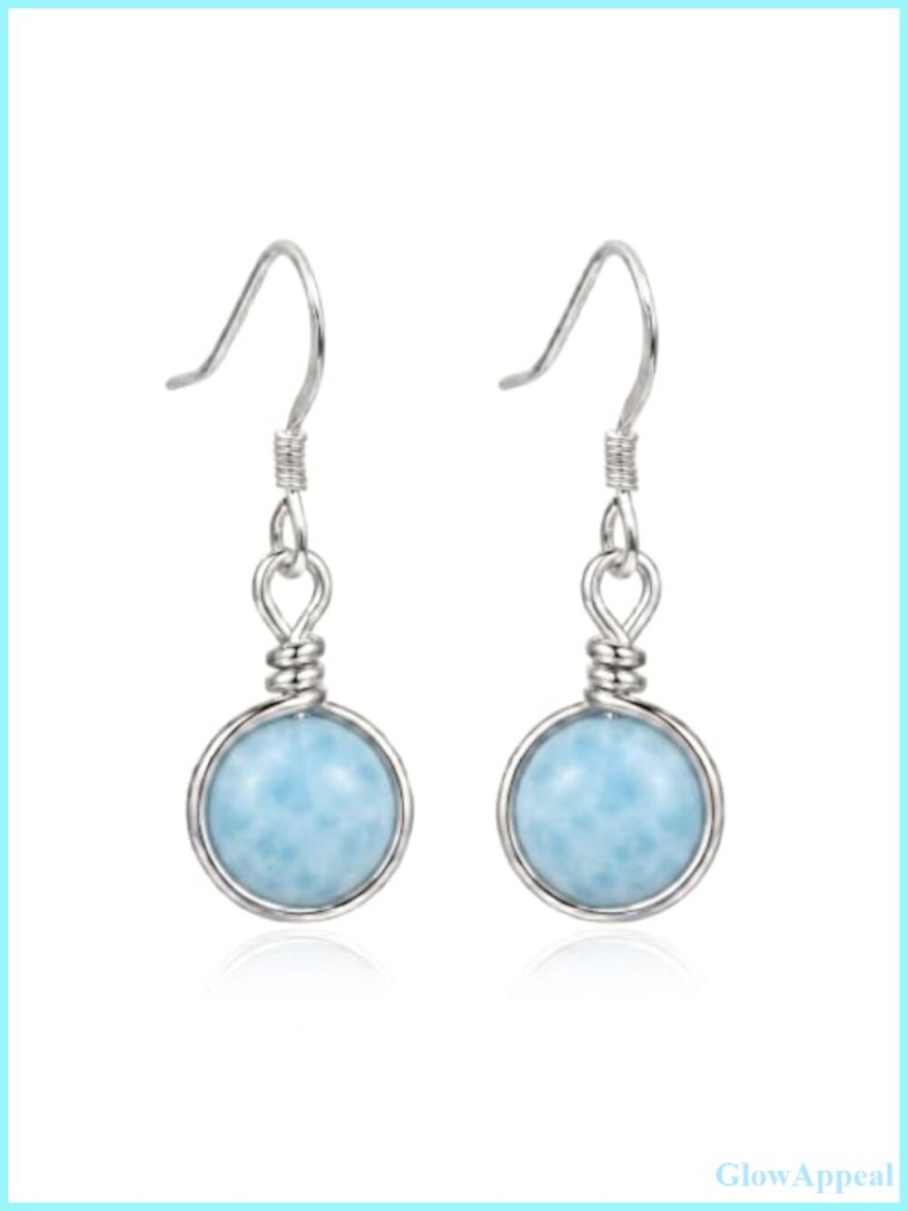Larimar Drop Earrings Sterling Silver Filled French Hook 1 Inch